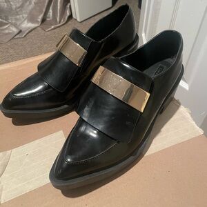 Zara Black Platform Shoes with Gold Accent size 40